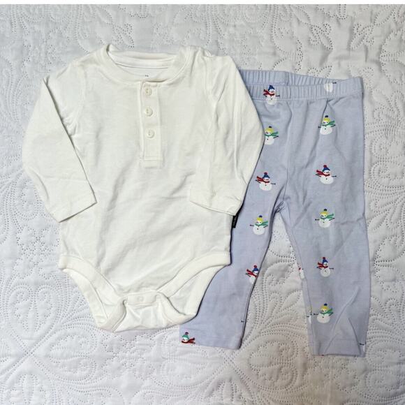 Gap Two Piece Snowman Outfit Size 6-12m - Picture 2 of 6